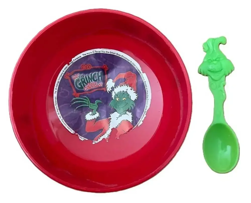 RARE Vintage 2000 Kellogg's Grinch Bowl & Spoon 